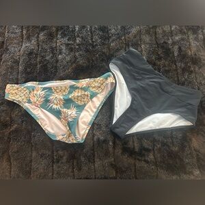 Shade & Shore Bikini Bottoms Lot Women’s Large Pineapple Print & Black